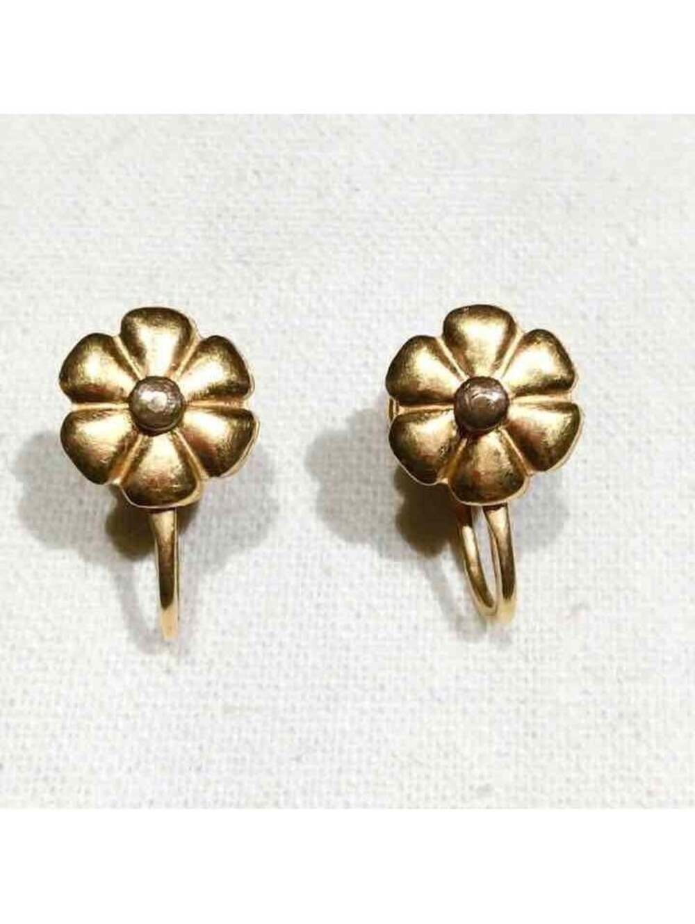 ANTIQUE VINTAGE 12K GOLD FILLED FLOWER FLORAL EARRINGS